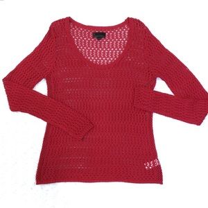 i Jeans By Buffalo Crochet Knit LS Sweater In Red